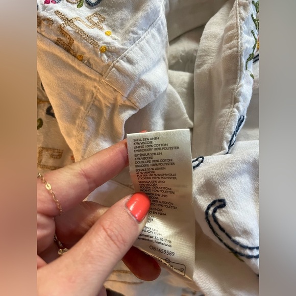 Anthropologie Scalloped Buttondown Embroidered Skirt - Picture 4 of 9